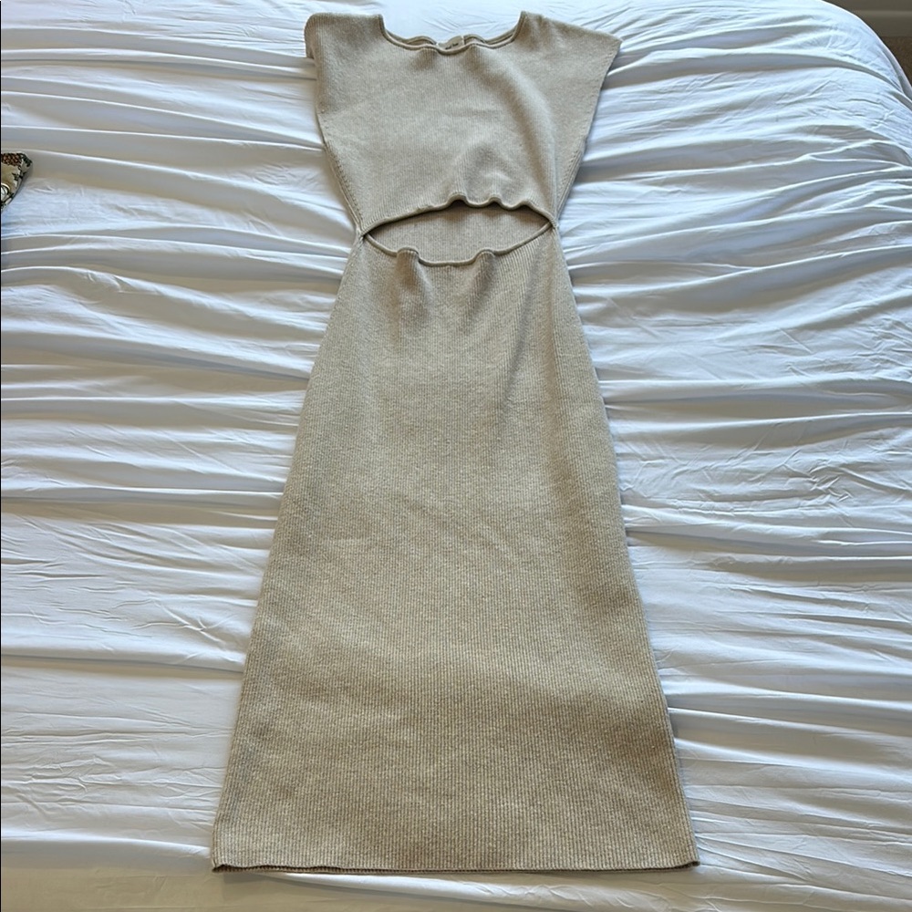 Aritzia Knitted Beige Body-con Dress